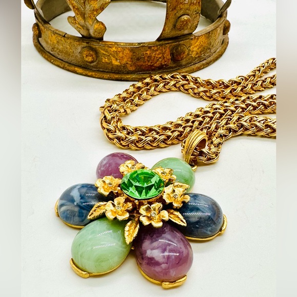 Rare Vintage Signed CRAFT Flower Necklace - Picture 5 of 17